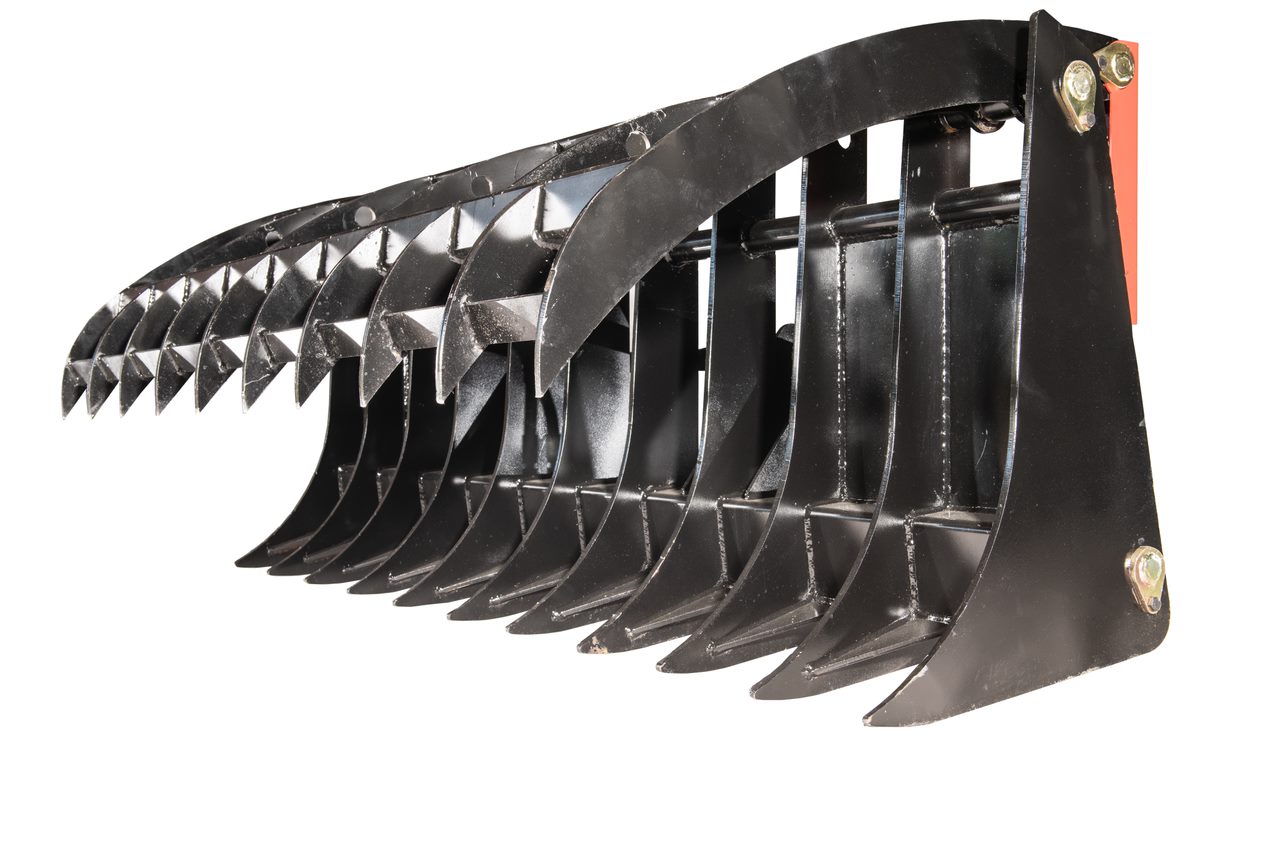 root rake bucket for skid loaders